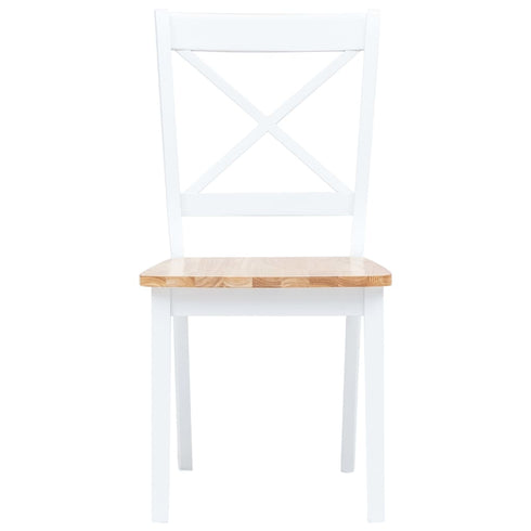 Maison Madeleine -  5 Piece Dining Set Solid Rubber Wood White and Brown